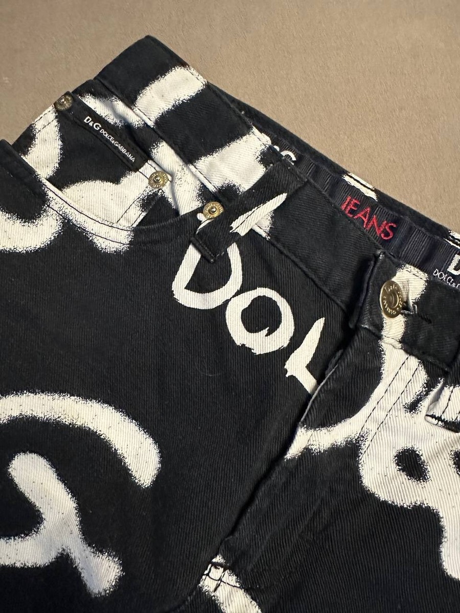 Vintage D&G Dolce & Gabbana Graffiti Jeans Y2K ITALY Rare Size S