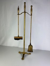 Sublime Serviteur de Cheminée antique en Laiton, Set Outils de cheminée