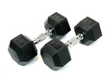 Rubber Coated Hex Dumbbell Hand Weights, 10 lb to 40 Pound - Free Shipping