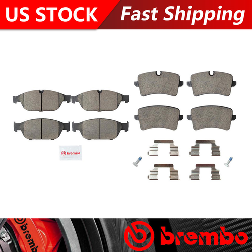 Fits 2011 Audi A8 Quattro Front + Rear Ceramic Brake Pads - Brembo Premium OE
