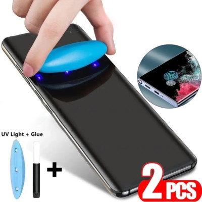 2X 3D UV Schutzglas Liquid Licht für Samsung S23 Ultra Honor Xiaomi Hartglas