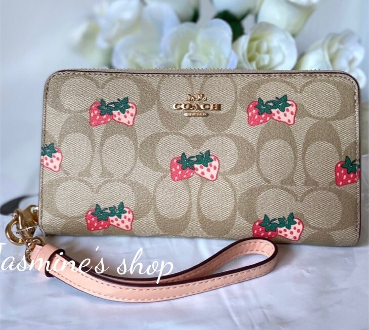 NWT Coach Long Zip Around Wallet In Signature Canvas With