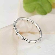2mm Ladies 925 Sterling Silver Ring Eternity Bridal CZ Stones Engagement Band
