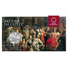 2021 10 Euro Austria Knights Tales Silver Coin Card Brotherhood Teutonic Order