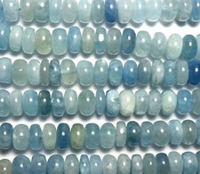 16" AQUAMARINE 10mm Rondelle Beads NATURAL /a2