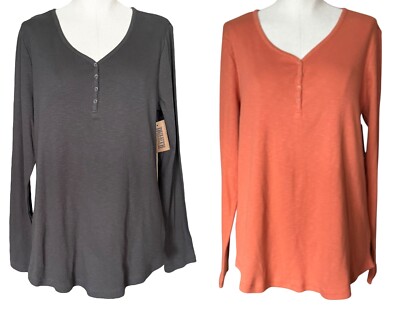 Duluth Trading Makers Studio Cotton Rib Slub Henley Color Choice Size L NWT