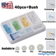 40Pcs Dental Composite Finishing Polishing Disc Kit metal bush [USA] 12/14/16mm 