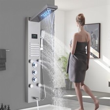 Ello allo Shower Panel Tower System LED Rain Waterfall Massage Jet Sprayer Tap
