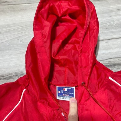 Vintage Champion Jacket Mens Medium Full Zip Windbreaker Hooded 