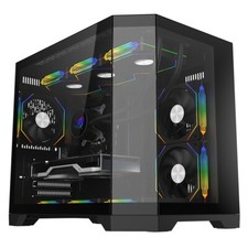 Image of CIT Mars Micro ATX Gaming PC Case mATX Glass Panels 3 x 120MM ARGB Fans UK