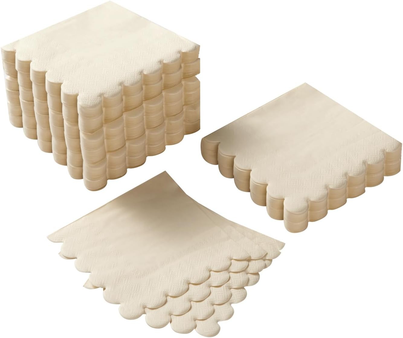 100 Pack Cocktail Napkin 2-Ply Scalloped Edged Dessert Napkins Folded 5 x 5