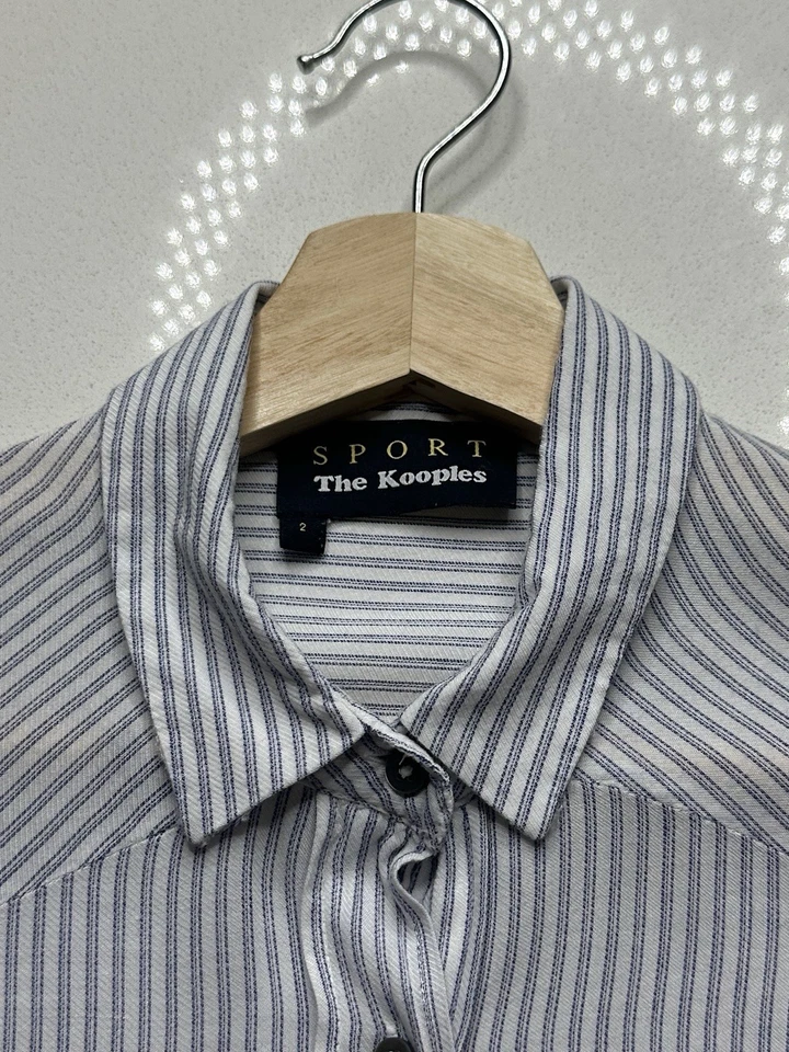 Vestido Camisa Deportivo A Rayas The Kooples Talla 2 Rayón Blanco Azul Foto 3 de 4