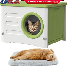 Sturdy Waterproof Cat House Indoor Outdoor Cozy Stackable Design Easy Clean New