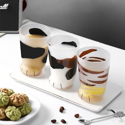 Animals Glass Cup 300ML Creative Cute Cartoon Cat Paw Water Bottle Drink Mug