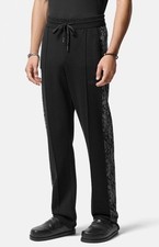 Versace Knit Barocco Jacquard Black Wool/Silk Pants M 48 1013253 IT NWT 1525