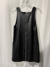 Maeve Leather Dress Black Zip Up Dress Mini Size Xs Pockets 