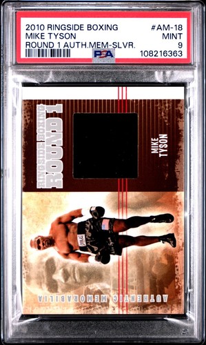 MIKE TYSON 2010 RINGSIDE BOXING ROUND 1 AUTHENTIC MEMORABILIA TRUNKS CARD PSA 9