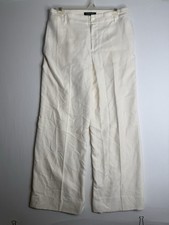 Lauren Ralph Lauren Womens 4 Silk Wide Leg Pants Ivory/Cream Old Money Preppy