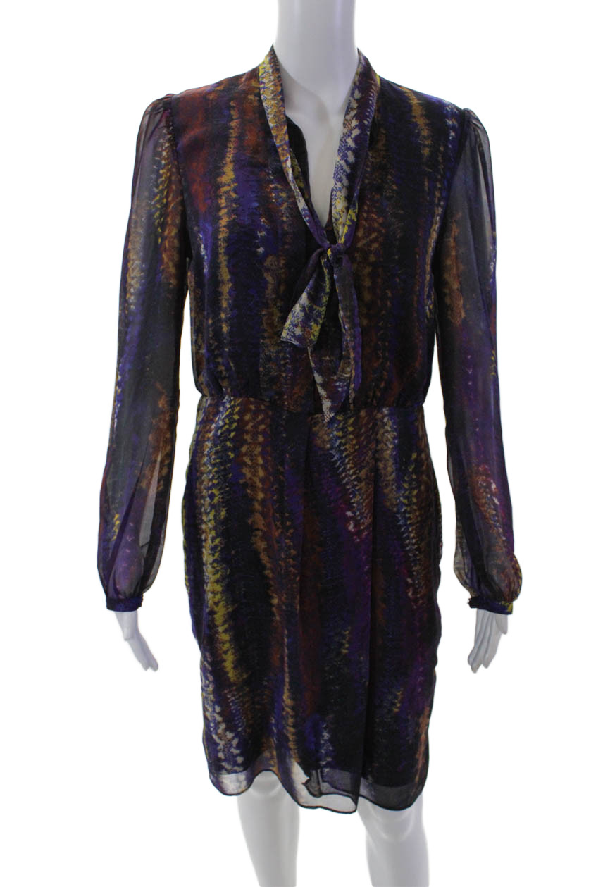 W118 By Walter Baker Womens Abstract V-Neck Long Sleeve Dress Multicolor Size SFree Shipping in US $100+ Orders | $6.95 Orders Below