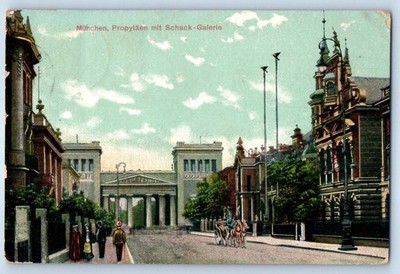 Bavaria Germany Postcard Munich Propylaea with Schack - Gallery 1909 Antique