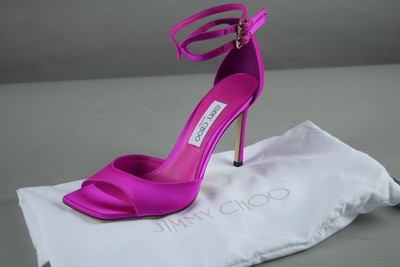 NIB Jimmy Choo Alani 95 Satin Fuchsia Heels Sandals sz 39.5 Shoes