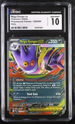 Pokémon English Mega Gengar ex 056/094 2025 Phantasmal Flames CGC 10 not PSA