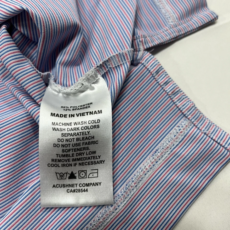 Footjoy Para Hombres XL Rojo Blanco Azul Rayas Golf Rendimiento Polo St. Ives Logo Foto 4 de 4