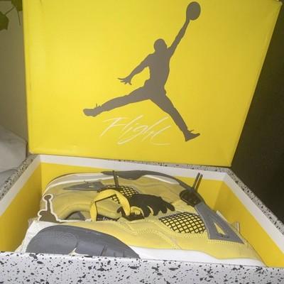 Jordan Air Jordan 4 Retro GS Lightning Yellow Gray Sneaker 6Y Suede Low Top