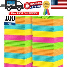 Microfiber Cleaning Cloths 12x12 Inches Pack of 100 All-Purpose Absorbent Dust