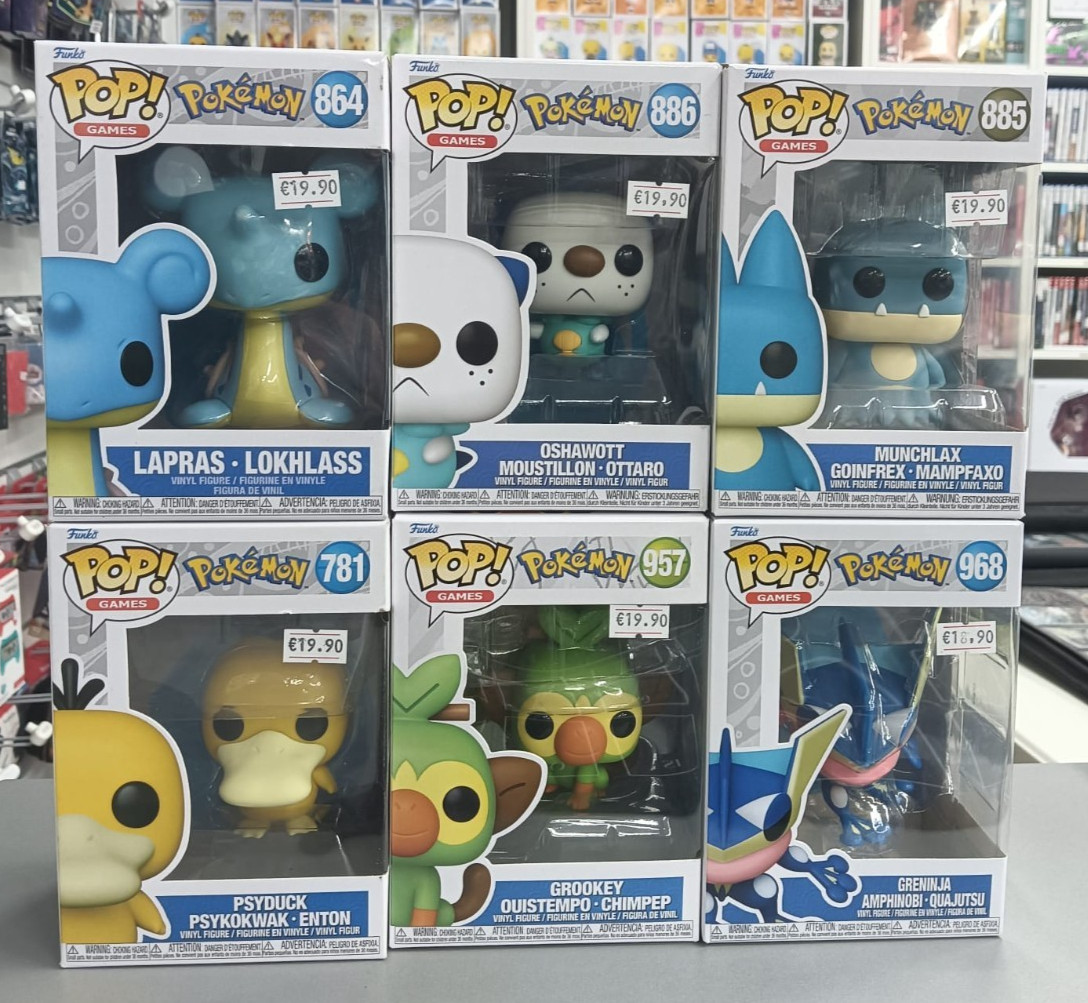 Lotto Funko Pop! Pokemon #1 Psyduck Munchlax Oshawott Grookey Lapras Greninja