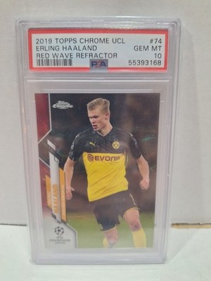 2019 TOPPS CHROME UEFA ERLING HAALAND Red Refractor Wave ROOKIE RC /10 PSA 10