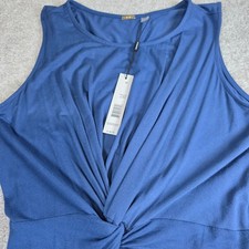 T Tahari Maxi Dress Women Medium Rich Navy Blue Twist Front Sleeveless Jersey