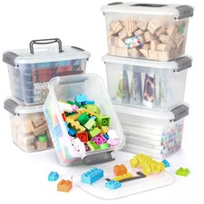 Citylife 6 Packs Plastic Storage Box with Lids Storage Boxs with Handle Clear