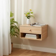 Floating Side Table with Drawer Wall-Mounted Bedside Nightstand for Living Room