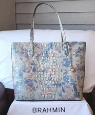 Brahmin EUC (used once!) Large Misha Tote in Reverie Melbourne 💙🩵🩷🤍 Leather