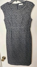Calvin Klein Women Sleeveless Gray Animal Print Sheath Cocktail Dress Size 4