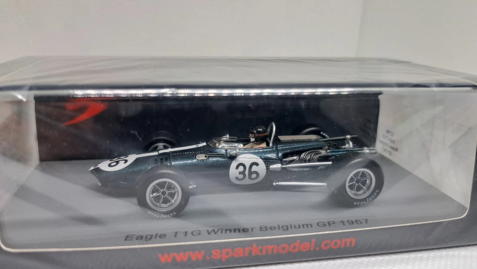 SPARK S2399 1/43 F1 EAGLE WESLAKE T1G DAN GURNEY WINNER BELGIUM GP 1967 RARE - Immagine 2 di 4