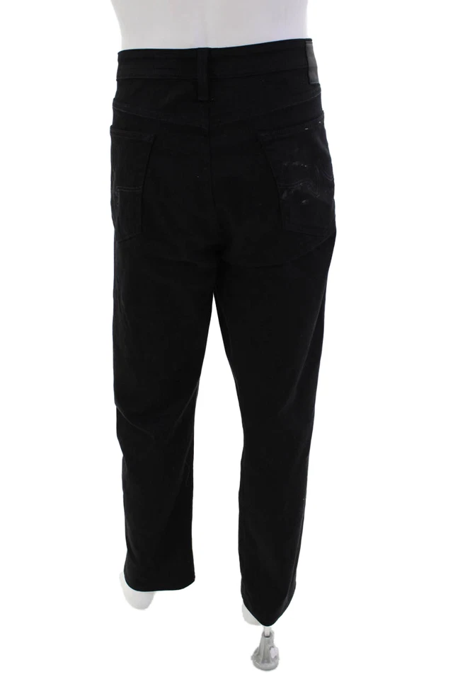 Pantalones de Jean AG Para Hombre Cinco Bolsillos Cierre de Botones Pierna Recta Negros Talla 40 Foto 3 de 4
