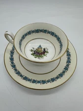 Wedgwood Coffee Tea Cup & Saucer Set Bone China Appledore Green Mark England