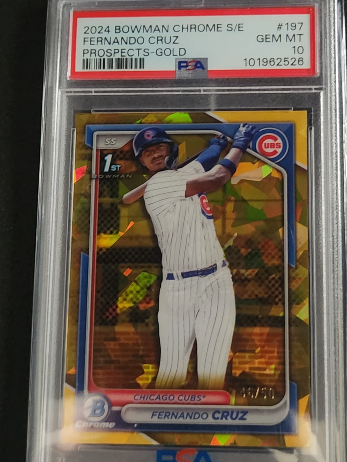 FERNANDO CRUZ 2024 BOWMAN CHROME 1ST SAPPHIRE GOLD /50 PSA 10! 🔥