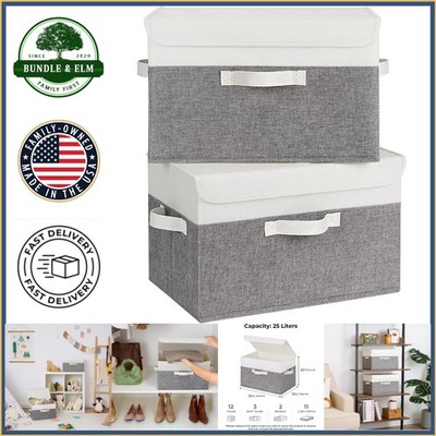 2-Pack Large Storage Boxes with Lids, Perfect for Organizing Clothes and Books