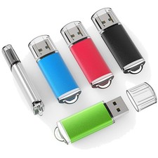 Black Blue Green Red Silver USB Flash Drives - 5 Pack