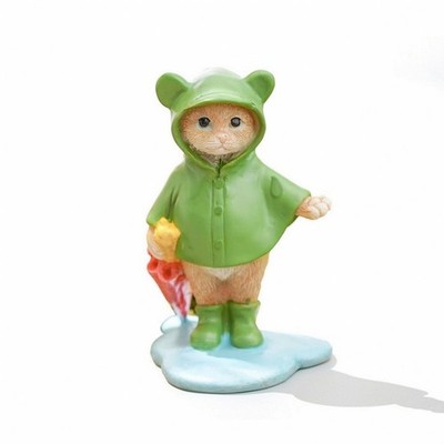 Katzenfigur mit Regenmantel Resin Katzenfigur mit Schirm Tischplatte für Büro
