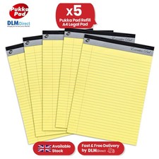 PUKKA PAD Legal Pad A4 Yellow Lined Paper 100 Pages Pack of 5