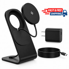 3-in-1 Wireless Fast Charging Station Stand for Phone Magnetic Charger Black