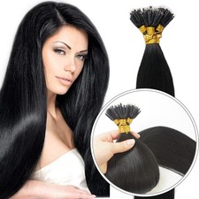 Invisible Nano Ring Human Hair Extensions Nano Beads Link Remy Hair Black 24inch