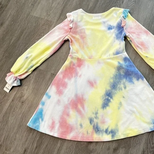 Epic Threads Big Girls Long Sleeve All Over Tie Dye Velour Skater Dress L- 14/16 - Picture 8 of 10