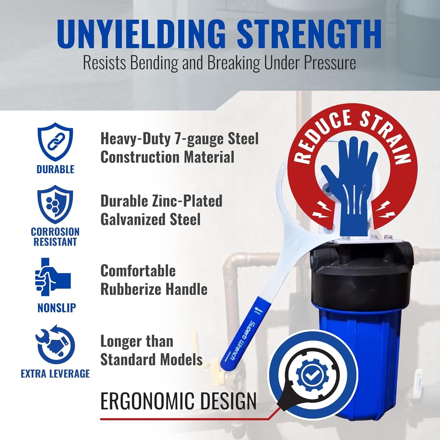 Alloy Steel Water Filter Wrench 6.25 In - Compatible with Multiple Filter Models