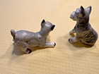 Vintage Lefton Schnauzer 2 Figurines Ceramic Porcelain Playful and Sitting Poses — photo 3