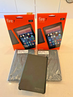 2 x New Kindle Fire 7 Bundle (7th Gen)  8GB, Wi-Fi, 7in - Black, includes cases.